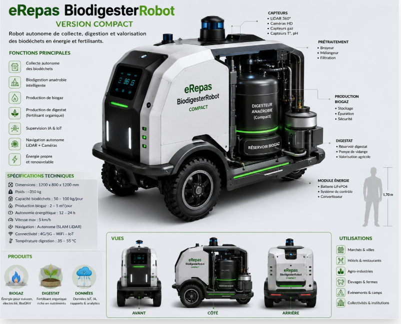 eRepas BiodigesterRobot Compact - robot biodigesteur autonome